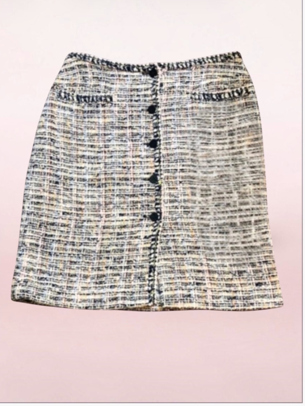 CHANEL BOUCLE BUTTON FRONT SKIRT SIZE 38